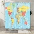 thumbnail image 1 of World Map Shower Curtain for Bathroom, Educational Geography Asia Europe South City America Africa Japan Bathroom Curtain, Polyester Fabric World of Map Bath Curtains with Hooks, 1 of 4
