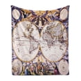 thumbnail image 1 of World Map Soft Flannel Fleece Blanket, Antique Map with Farmers Field Sun Birds Clouds Fantasy Sky in Old Painting Style, Cozy Plush for Indoor and Outdoor Use, 60" x 80", Multicolor, by Ambesonne, 1 of 6