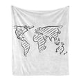 thumbnail image 1 of World Map Soft Flannel Fleece Blanket, Illustration of Outline Sketch of the World Map in Drawing Effect Artwork Print, Cozy Plush for Indoor and Outdoor Use, 50" x 70", Black White, by Ambesonne, 1 of 6