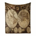 thumbnail image 1 of World Map Soft Flannel Fleece Blanket, Old World Map Drawn in 1720s Nostalgic Style Art Historical Atlas Vintage Design, Cozy Plush for Indoor and Outdoor Use, 60" x 80", Multicolor, by Ambesonne, 1 of 6