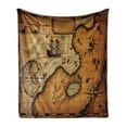 thumbnail image 1 of World Map Soft Flannel Fleece Blanket, Pirate Mapping of Treasure Island Nautical Navigation Geography, Cozy Plush for Indoor and Outdoor Use, 60" x 80", Pale Caramel and Sand Brown, by Ambesonne, 1 of 5