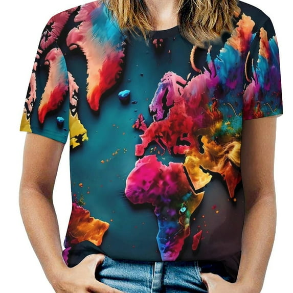 World Map T-Shirt O Neck Vintage Map of The World 1811 Big Size T-Shirts Short Sleeves Classic Tees Female Summer Funny