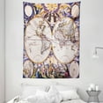 thumbnail image 1 of World Map Tapestry, Antique Map with Farmers Field Sun Birds Clouds Fantasy Sky in Old Painting Style, Wall Hanging for Bedroom Living Room Dorm Decor, 60W X 80L Inches, Multicolor, by Ambesonne, 1 of 2