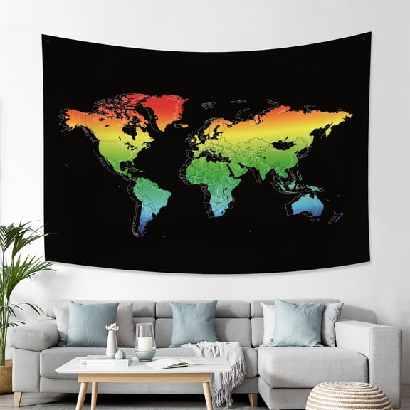 World Map Tapestry Wall Hanging Dark Tapestry Home Décor for Home 40Wx28H Inch Map for kids Room Wall Art