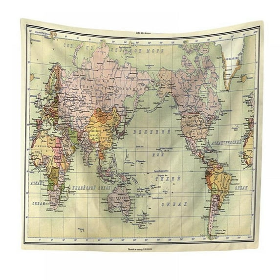 World Map Tapestry Watercolor Tapestry Abstract Map Tapestry Wall Hanging Colorful Globe Tapestry Stylish Painting Map Tapestry for Living Room Dorm Wall Decor,51*59 Inches