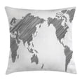 thumbnail image 1 of World Map Throw Pillow Cushion Cover, Sketchy Striped Continents Cartography Geography Countries Worldwide Pencil Art, Decorative Square Accent Pillow Case, 16 X 16 Inches, Black White, by Ambesonne, 1 of 2