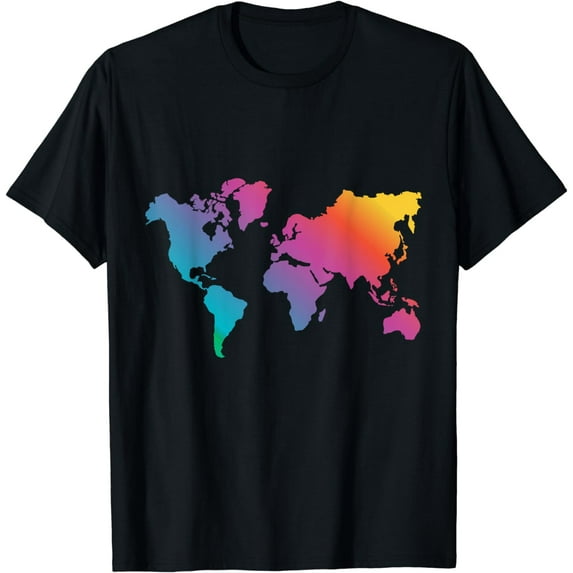 World Map Travel Countries Geography Color Painting Art T-Shirt