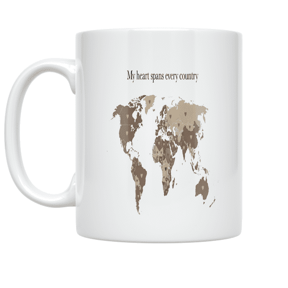 World Map Travel Design - Wanderlust Enthusiast - 11 oz Ceramic Coffee Mug