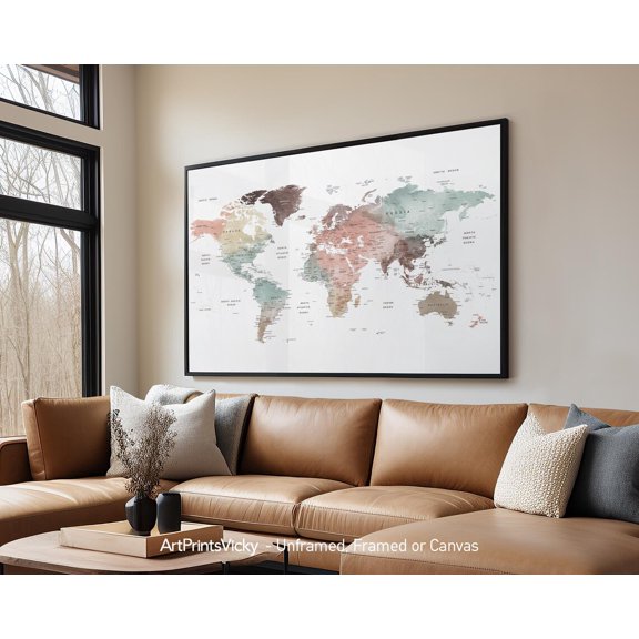 World Map Travel Home Office Wall Art Poster