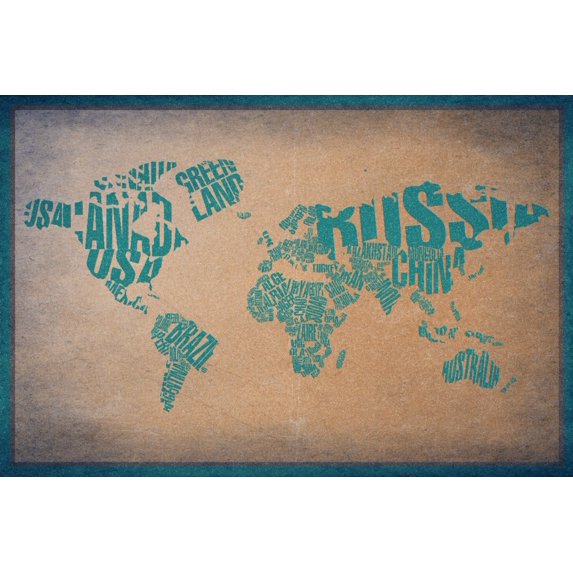 World Map, Typography (16x24 Giclee Gallery Art Print, Vivid Textured Wall Decor)