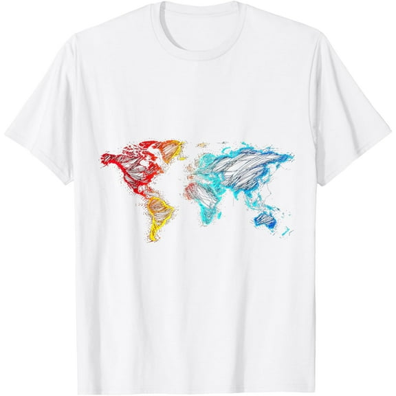 World Map Vector T-ShirtMen and women, White T-shirt, size: Extra large