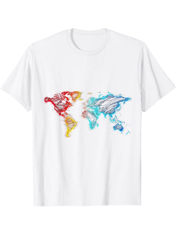 World Map Vector T-ShirtMen and women, White T-shirt, size: Extra large