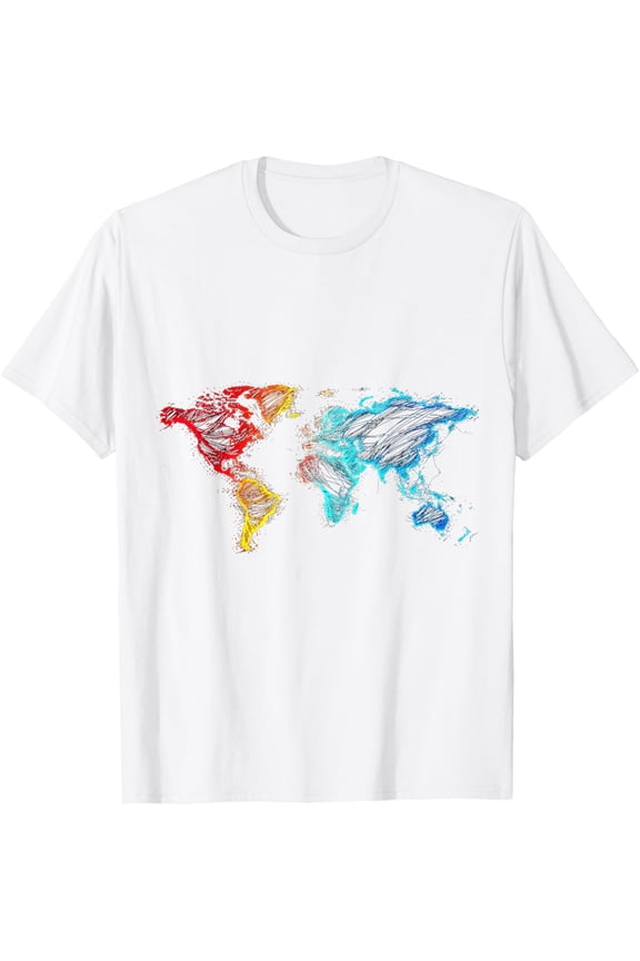 World Map Vector T-ShirtMen and women, White T-shirt, size: Extra large
