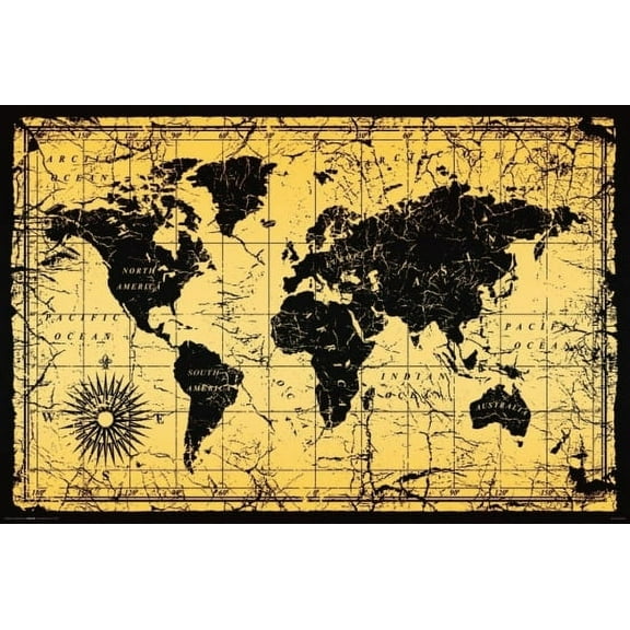 World Map Vintage Old Style Poster (24 x 36)