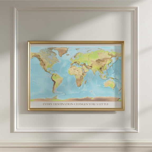 World Map Wall Art Blue Mercator Projection Travel Map Print Atlas Style Globe Decor Trendy 2020S Joy, Unframed Paper Print