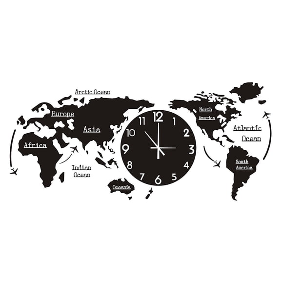 World Map Wall Clock Home Bedroom Wall Personality Wall Clock Clock