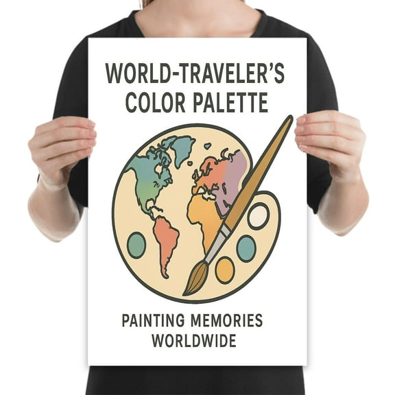 World Map Wanderlust, 13x19 poster for travelers and creative home office watercolor decor