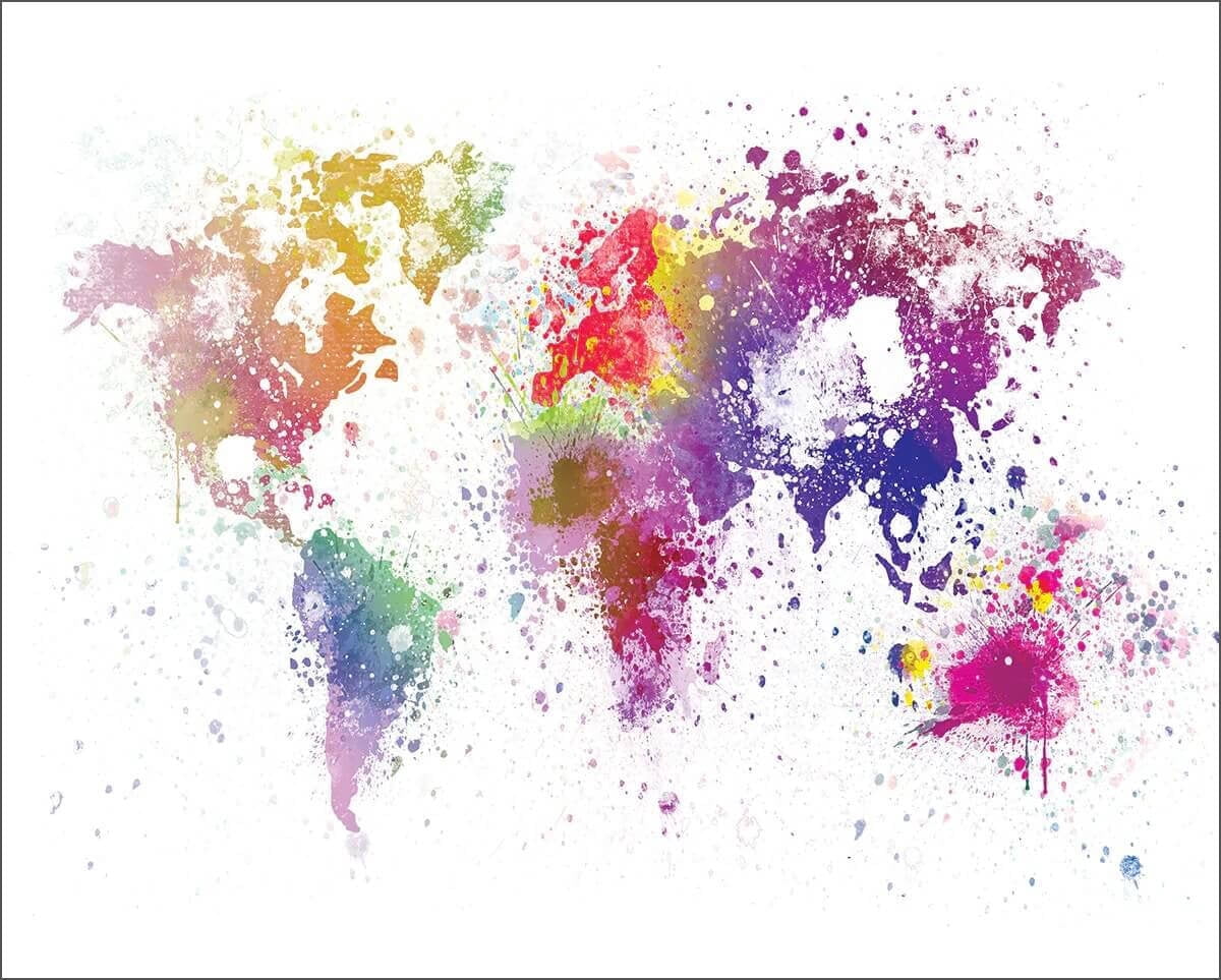 Splatter Map World Map Watercolor Splatter Art Print Poster (20x16) - Walmart.com