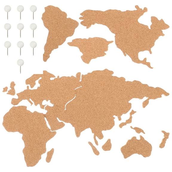 CIMAXIC Cork Board Map Khaki Wood for Home Decoration 1 Set Rustic Style