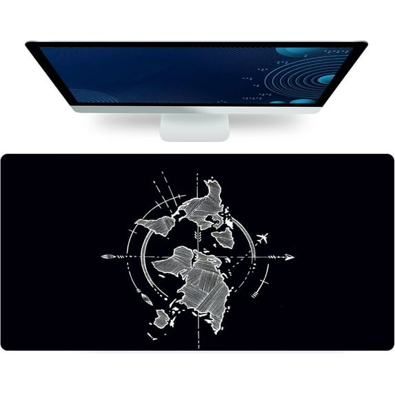 World Map XL Mousepad Large Desk Protector Pad, NonSlip PU Leather, Big Mouse Pad for Office & Home, 31.5"x15.7", Ideal for Computer Keyboard and Mouse, Desktop Mat
