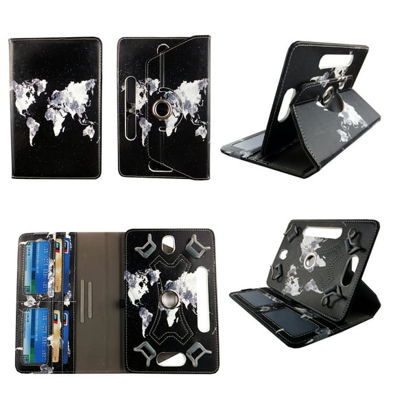 World Map tablet case 7 inch for LG G Pad LTE 7" 7inch android tablet cases 360 rotating slim folio stand protector pu leather cover travel e-reader cash slots