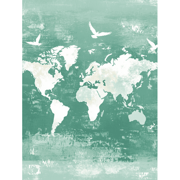 World Map with Birds Canvas Wall Art Suitable for Living Room Bedroom Office Study and Hotel Decoration
