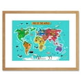thumbnail image 1 of World Map with Landmarks and Animals Art Print Framed Poster Wall Decor 9x7 inch, 1 of 5