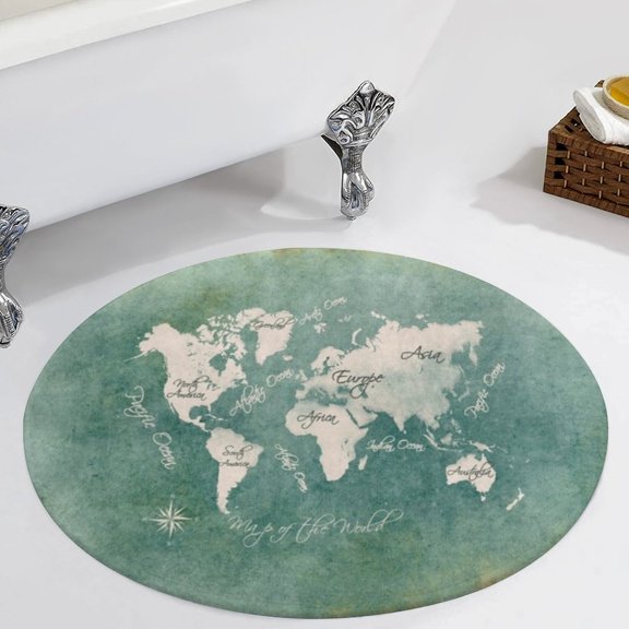 World Maps Round Carpet Circle Rug Outdoor Patio Area Rug Washable Large Area Rugs Hallway Room Decor Fitness Mats