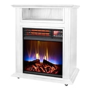 Comfort Glow Mobile Electric Quartz Fireplace Heater with Blower, 1,500 Watts, 5,120 BTUs, Tri-Color Flame Effect, Remote, 6-Ft. Cord , White