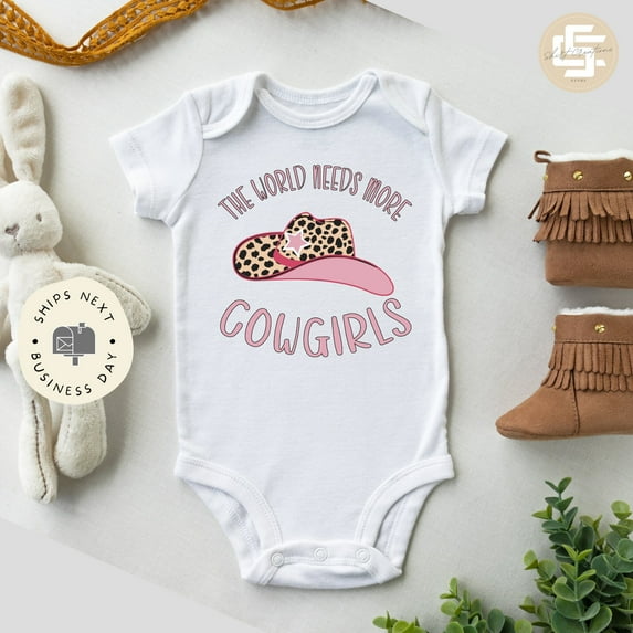 The World Need More Cowgirls Baby Onesie, Cowgirl Baby Onesie, Rodeo Baby Bodysuit. Newborn Baby Gift. Cute and Cool Baby Bodysuit, BABY BODYSUIT LAT 4424