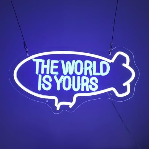 The World Is Yours Neon Sign Dimmable for Boys Teens Mens Room, Blimp Led Light Up Sign The World Is Yours for Game Room Mens Cave, Home Bar$$Tools & Hardware Other