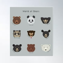 World Of Bears Poster Wall Art, Modern Wall Decor For Living Room Bedroom, 8x12 UNFRAMED