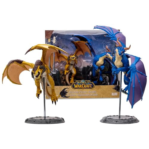 World Of Warcraft 7 Inch Static Figure 2-Pack - Bronze Proto Drake & Blue Highland Drake