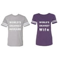 thumbnail image 1 of World Okyest Husband Wife Matching Couple Cotton Jerseys (Men Heather / Women Purple) (Men M / Women S), 1 of 3