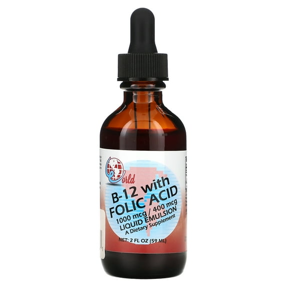 World Organics Liquid B-12 w/Folic Acid 2 oz Liquid