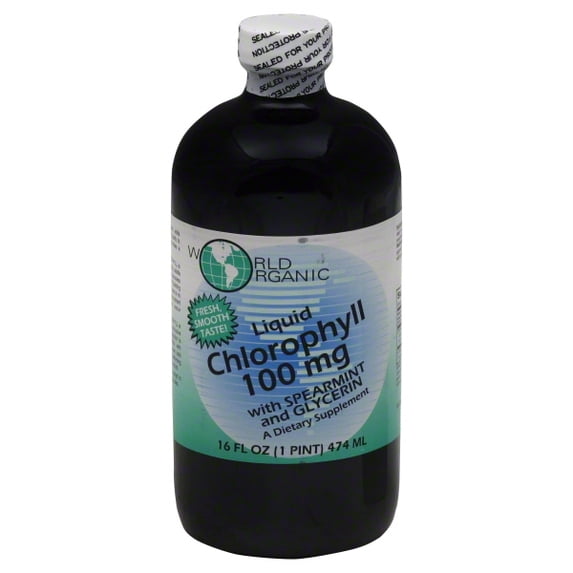 World Organic Liquid Chlorophyll with Spearmint and Glycerin, 16 fl oz (474 ml)