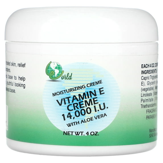 World Organic Vitamin E Creme with Aloe Vera, Fragrance Free, 4 oz