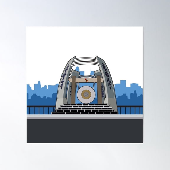 World Peace Gong Monument Design Vector Poster Wall Art, Modern Wall Decor For Living Room Bedroom, 8x12 UNFRAMED