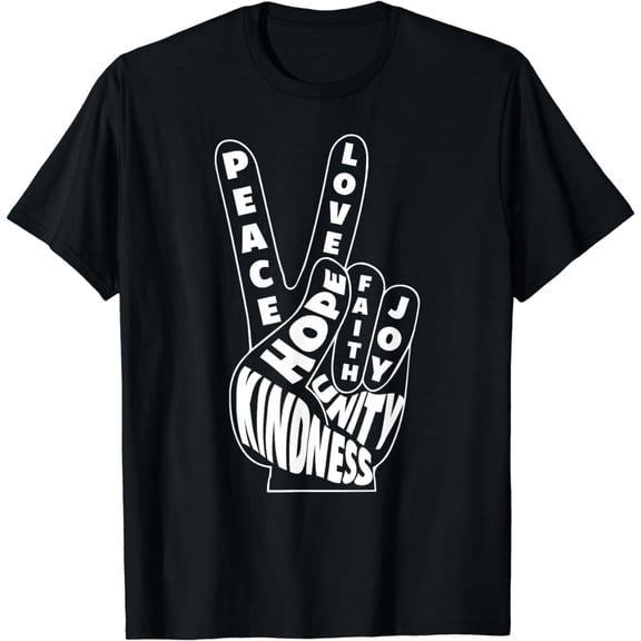 World Peace Love Hand Sign Kindness Unity 60s Retro T-Shirt
