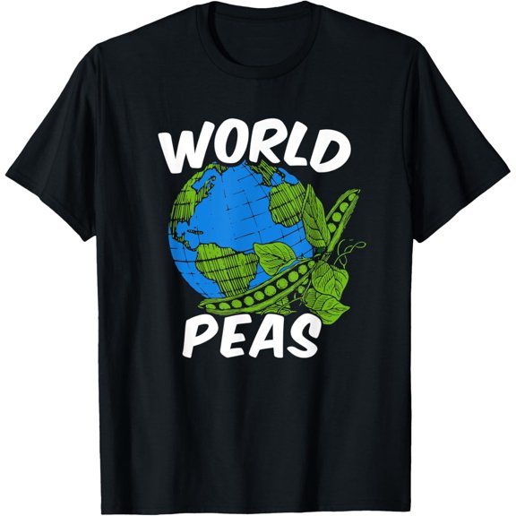 World Peas Pun Funny Tshirt Peace on Earth Globe Pea Pods