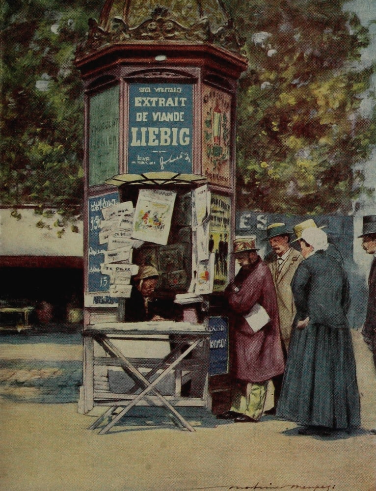 World Pictures 1902 Newspaper stand Canvas Art - Mortimer Menpes (24 x 36)
