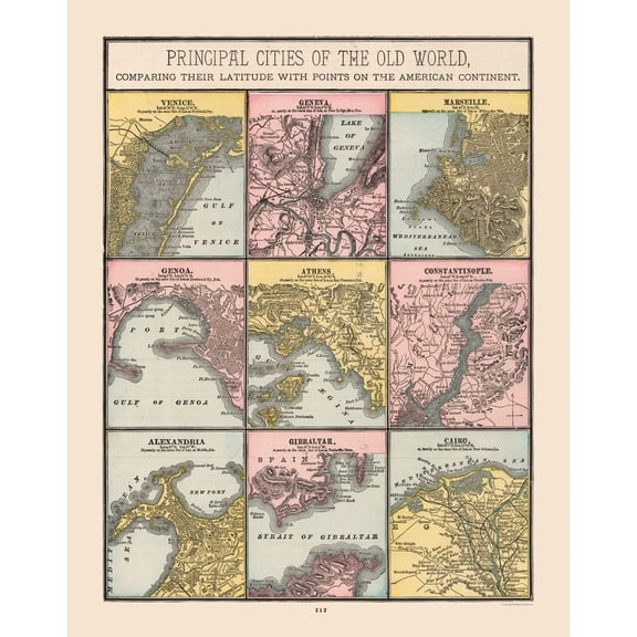 Historic Map - World Principal Cities - Cram 1888 - 23 x 29.15 - Vintage Wall Art