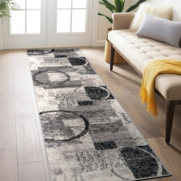 World Rug Gallery Abstract Circle Cream 2'x10' Runner Rug