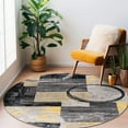 thumbnail image 1 of World Rug Gallery Abstract Circle Yellow 6'6" Round Rug, 1 of 9