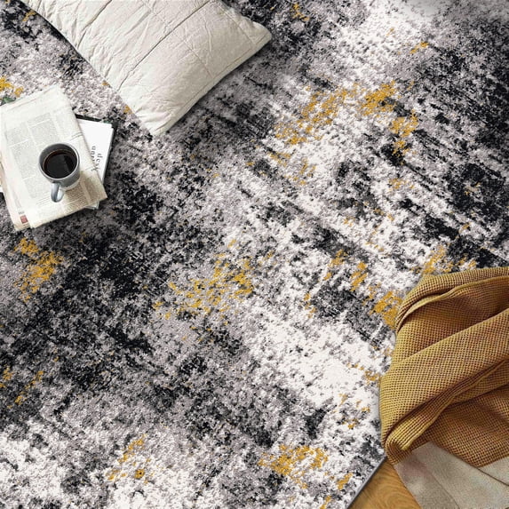 World Rug Gallery Adare Contemporary Abstract Area Rug - YELLOW - 2'7"x10'