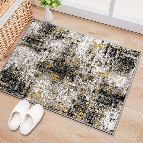 World Rug Gallery Adare Contemporary Abstract Door Mat - YELLOW 2'x3'