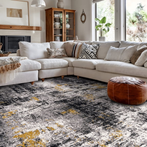 World Rug Gallery Adare Contemporary Abstract Area Rug - YELLOW 5' X 7'