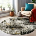 thumbnail image 1 of World Rug Gallery Adare Contemporary Abstract Area Rug - YELLOW - 8' Round, 1 of 9