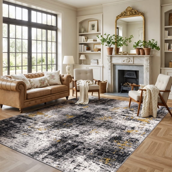 World Rug Gallery Adare Contemporary Abstract Indoor Area Rug - YELLOW - 9'x12'