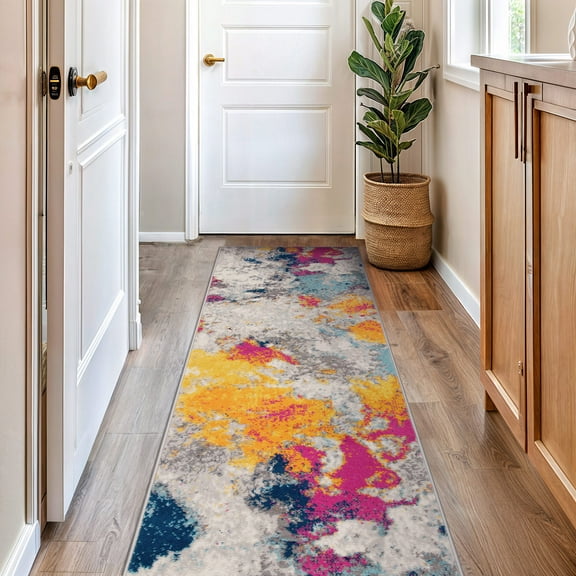 World Rug Gallery Area Rugs Bohemian Geometric Modern Dining Room Rug Living Room Rugs New - MULTI 2'7"x8'